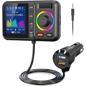 Émetteur FM Bluetooth pour voiture, adaptateur Bluetooth V5.0 sans fil, lecteur de musique MP3