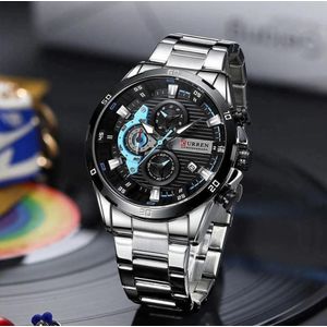 Curren Montre de Luxe Argenté Fond Noir Homme