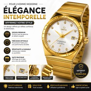 Article Montre  Homme – Bracelet Acier – Affichage de la Date – Style Élégant