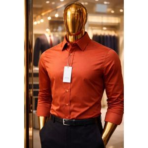 Chemise Habillée Rouge Bordeaux – Coupe Ajustée