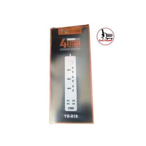 Multiprises Rallonge 3 Prises Et 4 Ports USB Telephone/ Tablette 3.4A Max 2500W -10A-2 M