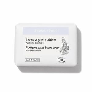 1 pain de savon solide végétal purifiant bio Aroma Zone aux huiles essentielles parfumées.100g. Visage et corps. Importé de France.