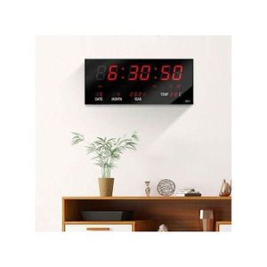 Horloge Murale Numérique à Grand Écran Affichage Bureau Heure Température Calendrier Date BN