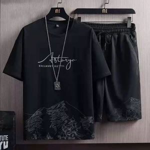 Hommes T-shirt Shorts Costume-Noir