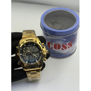 Joefox Montre étanche Pour Homme, De Luxe, En Acier Argenté, Numérique Et Analogique, à Quartz, Analogique - Or