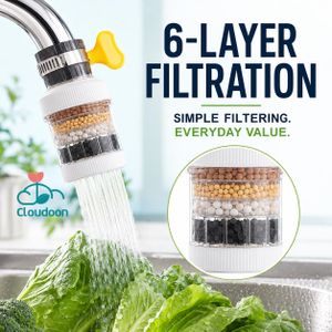 Cloudoon Filtre à Eau – Purification Multi-Couches pour de l'Eau du Robinet Propre & Sûre, Installation Facile, Convient aux Robinets de 15 à 32 mm