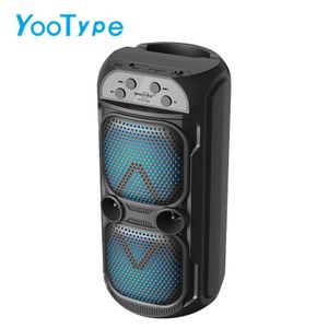 YooType Enceinte Portable Bluetooth BT, Fonction TWS, Lumières Multicolores, Radio FM USB TF Son 360°, Soirée Maison, Noir