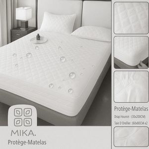 Mika Drap De Lit Imperméable et deux taie d'oreiller 2places