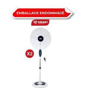 SMART TECHNOLOGY 2 VENTILATEURS SMART 18" + R. CONTROL -STV-1840RCC- (2PC/CRT)-Blanc-Garantie 1 Mois