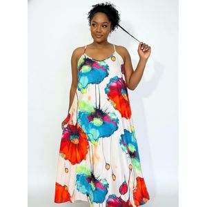 Robe midi sans manches multicolore pour femme, style décontracté ou de soirée, ZK40009