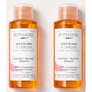 Lot De ( 2 × 100ml ) Huile De Soin Hydratant BYPHASSE à l'huile D'argan Sublimatrice Tous Types De Peaux Importé De France 