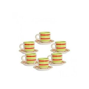 Lot De 6 Tasses à Café + Sous-Tasse En Porcelaine - Multicolore
