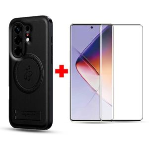 Tecno Pack Protection Coque en Cuir PU + Antichoc ultra HD - Compatible Camon 50 Pro 4G - Noir