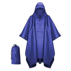 Imperméable de plein air style cape, imperméable à capuche, imperméable pour le vélo – Bleu