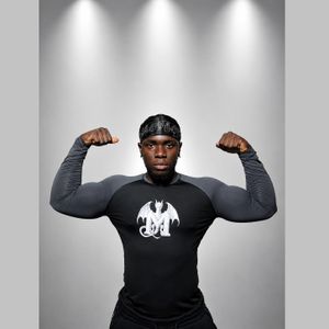 Mzn MZCI T-shirt de Compression Unisexe Manches longues– Noir/Gris Fumé – Respirant – Slim Fit