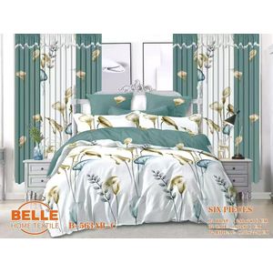 Belle Lot Complet : 2 Draps + 2 Taies + 2 Rideaux – Design Élégant et Confort Assuré