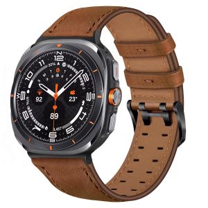 Bracelet en cuir pour Samsung watch ultra-Marron