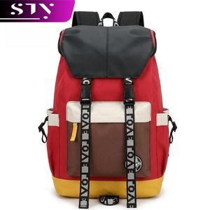 STY Sac à dos homme grande capacité, sac d'étudiant tendance, sac d'école à couleurs contrastées, sac de voyage