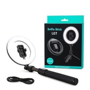 Selfie stick L07 avec ring light- trépied et Éclairage l’intègre couleur noir