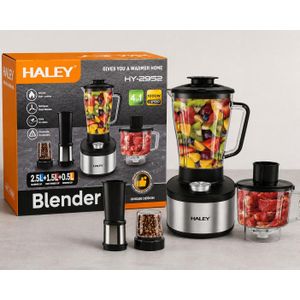 HALEY HALEY- Blender Multifonction 4-en-1 HY-2952 – 1000W, Mixeur + Hachoir + Moulin, 3 Vitesses, Bol 2.5L, Lames en Acier Inoxydable