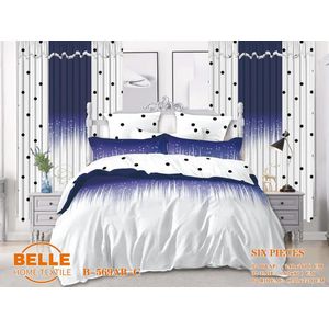 Belle Lot de 2 Draps 2Taies et 2rideaux - Confort et Élégance pour Lit 3 Places
