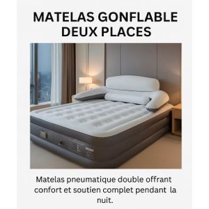 MATELAS GONFLABLE 40cm DEUX PLACES AVEC DOSSIER INTÉGRÉ 