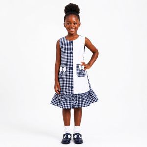 Robe D'école Alix Mille Carreaux  Bleu Pour Petite Fille Tenue Scolaire