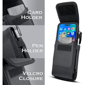 General Étui-portefeuille vertical en cuir pour iPhone et Samsung, avec clip ceinture