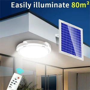 Plafonnier Solaire 100W, Lumière Solaire LED, Balcon, Allée, Cour, Jardin, Couloir, Lustre étanche