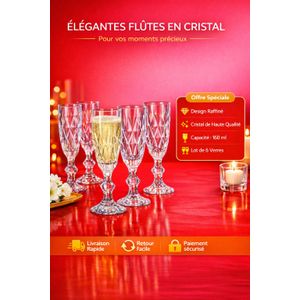 Verre à Pied en Cristal Relief - lot de 6 – Élégant & Résistant
