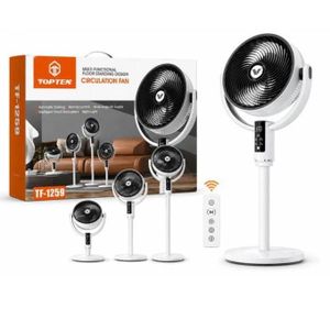 TOPTEN  TF-1259 – Ventilateur Rechargeable Intelligent avec Télécommande