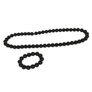 Collier De Perles + Bracelet Assortis - Noir