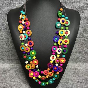 Collier à Perles en Coquille de Noix de Coco et Bois Bohème à Trois Rangs, Design Coloré Audacieux Pour Femmes, Prix Spécial