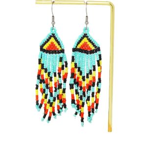Boucles d'oreilles pendantes bohèmes ethniques, perles colorées BouclesOreillesMulticolores Déclaration Vente de liquidation ! 