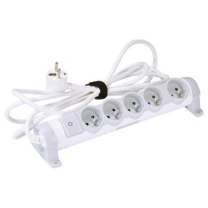 Multiprise Parafoudre Confort Mobile Avec Interrupteur à Voyant 5x2 P+T à Raccorder BG