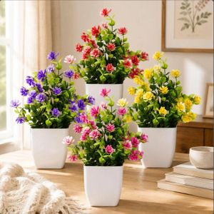 fleur artificielle Décorative en pot rond