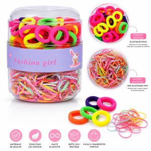 Boîte 2 en 1 Élastiques Cheveux Fille – Lot de 380 Élastiques Colorés