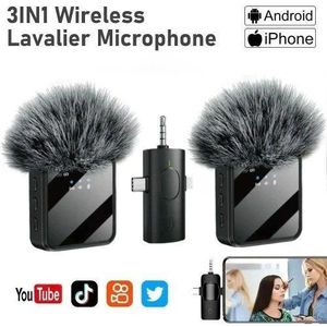 HYPERSONIC  Microphone Cravate Sans Fil 3-en-1 - Compatible iPhone, Android et Caméra - Réduction de Bruit Active - Micro Lavalier pour Vidéo et Podcast