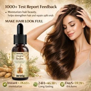 WOGUELIRRA Essence de curcumine et huile de ricin - une formule hydratante et lissante, nourrit les cheveux secs et fins, améliore la qualité des cheveux clairsemés, essentielle pour les soins capillaires, ingrédients naturels, hydrate en profondeur