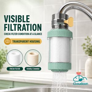 Cloudoon Filtre d'eau de robinet vert à 6 étapes - 15-32 mm, installation facile, purification en profondeur