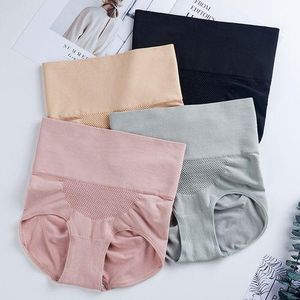 SHJO Culottes Taille Haute Femme Lot de 4 Maison Quotidien Tissu Polyester Sans Couture Maille Nid d'Abeille Respirant Gainant Ventre Élastique Confortable Multicolore