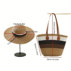 Ensemble Sac + Chapeau Rayé Élégant – Style Été Chic et Pratique