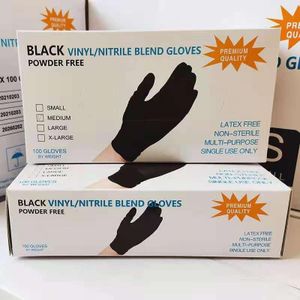 Boîte Gants de Travail en Nitrile et Vinyle Noir, Jetables, Robustes, pour le Nettoyage Domestique, les Salons de Beauté
