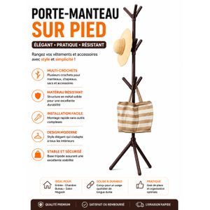 Article Porte-Manteau Sur Pied Multi-Crochets – Design Moderne, Stable et Robuste