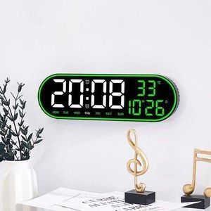 Chic Réveil Avec Grand écran LED, Horloge Murale, Affichage 12/24 Heures, 5 Luminosités Réglables, Maison, Ferme, Bureau HY