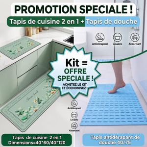 Lot de 2 Tapis de Cuisine et tapis Antidérapants de douche