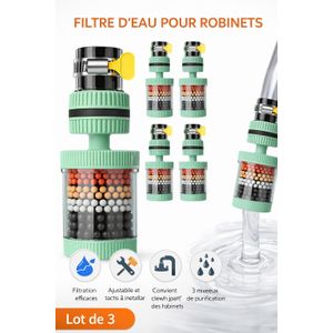 Lot de 3 Filtres d’Eau pour Robinet – Purification Multi-Niveaux & Installation Facile