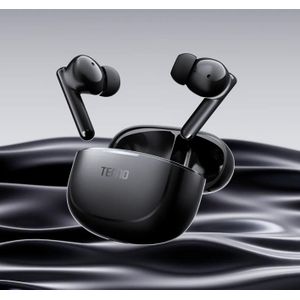 Tecno Écouteurs Bluetooth Buds 4 Air Noir - Autonomie 22h - Réduction de Bruit Appels AI-ENC - Étanche IPX4 - Compatible Les Autres Marque