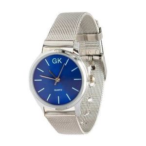 Montre Femme Cadran Rond GK  - Argent/Fond Bleu.