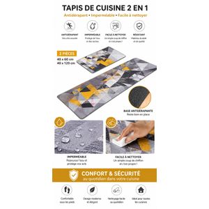 Tapis de Sol 2 en 1 Antidérapant et Imperméable – Tapis Cuisine, Couloir et Évier – 40×60 cm / 40×120 cm